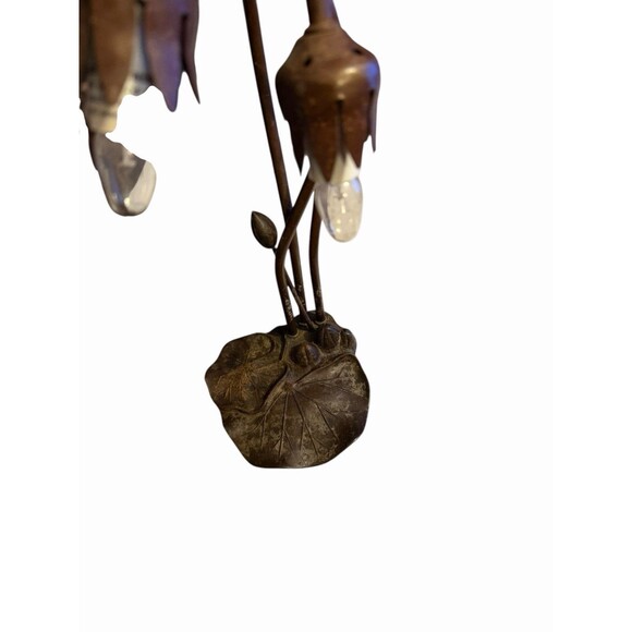 Vintage Tiffany Style Lily Pad Table Lamp, 3 Arm. No Shades.  Tested - Works - Picture 7 of 10